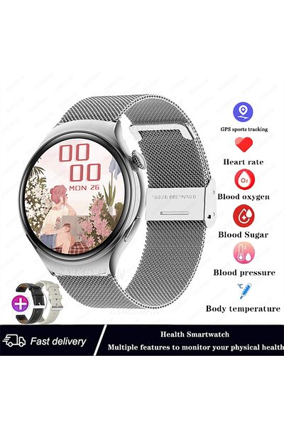 ZYKEXUAN Silver Mesh Strap For Huawei Watch 4 Smart Watch Women 360*360 Amoled Hd Screen Nfc Ip68 Waterproof