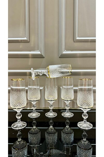 Vakıf home Bohemia Kristal Kesme El İşi Ayaklı Kahve Yanı Su Bardağı