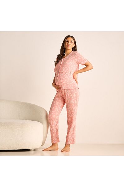 FAV Floral Print Maternity Top and Elasticated Pyjama Set