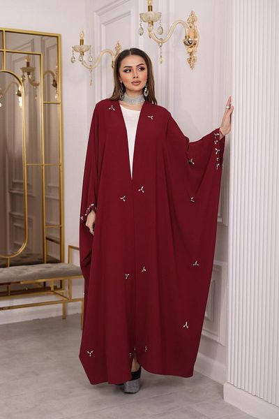 MAY MARA Plus Size Drop Stone Embroidered Detailed Evening Dress Abaya