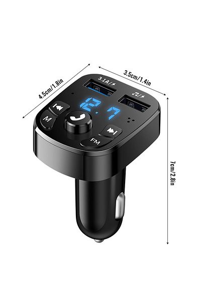 kebidu Black Car Hands-free Bluetooth-compaitable 5.0 FM Transmitter Car Kit MP3 Modulator Player Handsfree