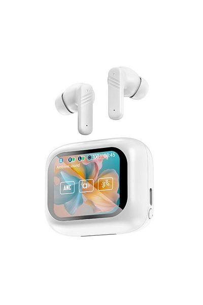 Virwir White Lx10 New Full Touch Screen Headphones Anc Bluetooth 5.4 Noise Cancelling Earphones Hifi Stereo