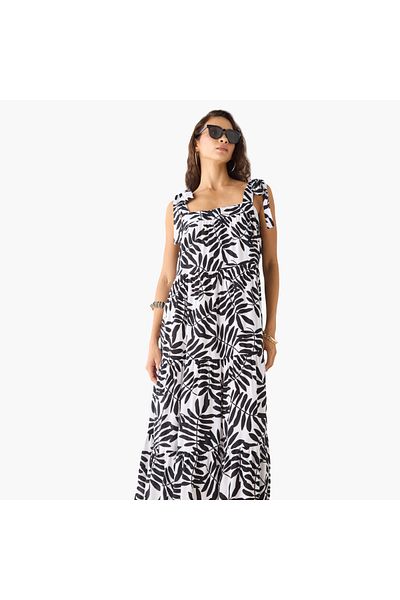 FAV Leaf Print Sleeveless Maxi Dresses