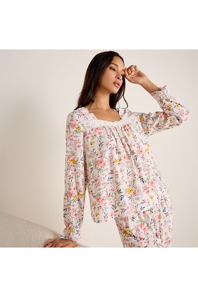 FAV Floral Print Long Sleeves Top and Pyjama Set