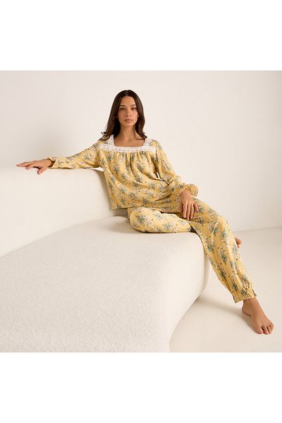 FAV Floral Print Long Sleeves Top and Pyjama Set