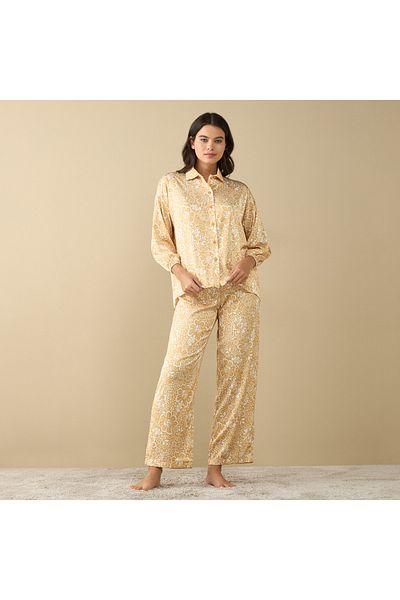 FAV Printed Shirt with Long Sleeves and Pyjama Set