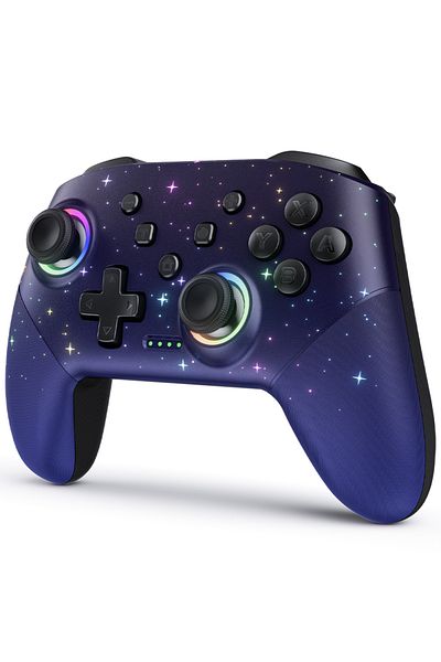 Choice Bundle 4 Blue Switch Controller, LED Star Wireless Pro Controller for Switch/Lite/OLED, Multi-Platfo