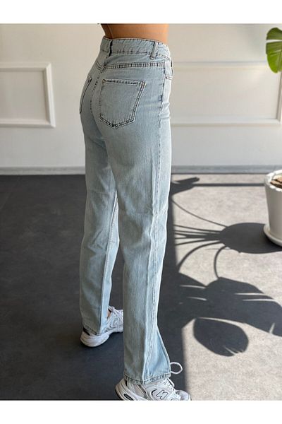 ByCukurovaFrango Ice blue palazzo jeans with slits