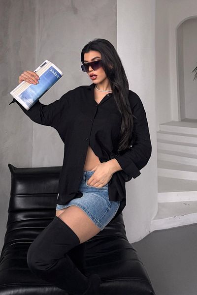 İstangül Butik Cămașă casual Boyfriend din bumbac și in