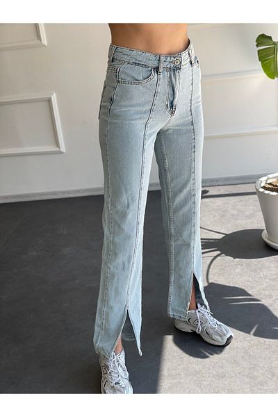 ByCukurovaFrango Ice blue palazzo jeans with slits