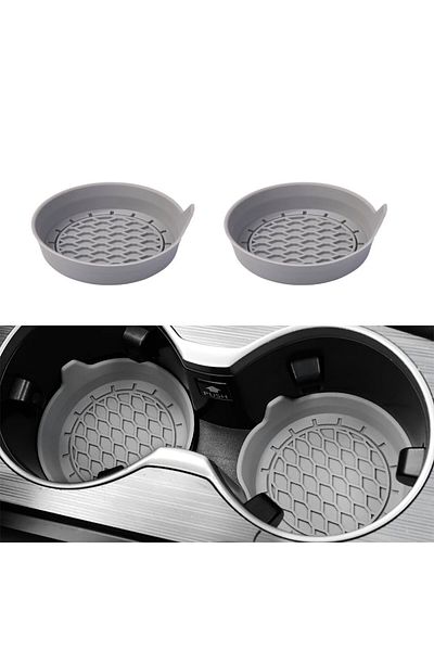 Choice Grey 2pcs Universal 8cm Soft Silicone Car Cup Coaster Anti-Slip Cup Holder Waterproof Sift-Proof Spi
