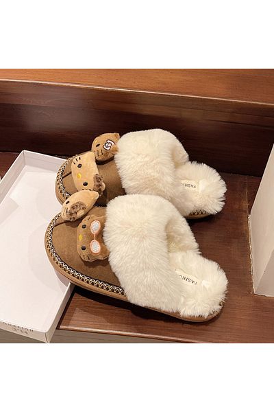Choice brown Sanrio Hello Kitty Plush Slippers Autumn Wintercute Cartoon Fuzzy Warm Comfy Women New Home Sh