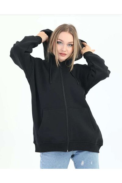 HC Boutique Суитшърт с качулка и джоб отпред с цип
