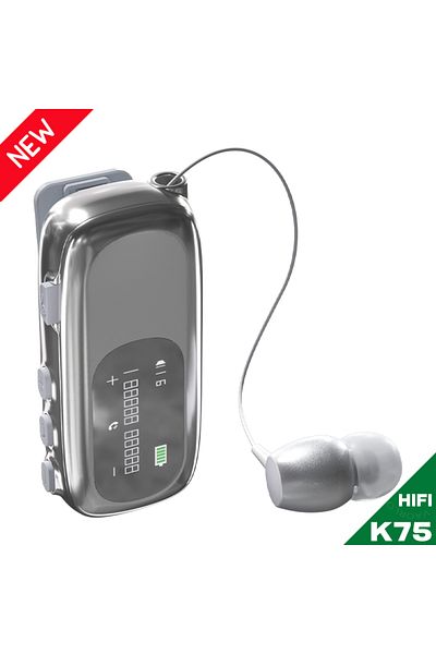 Choice Silver K75 Lavalier Business Bluetooth 5.4 Earphone Talk/Music 20H With Mic Noice Cancelling One-Cli
