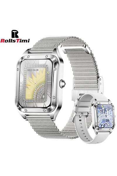 Choice Silver Mesh belt 1.57Inch Top Luxury Smart Watch Women Bluetooth Call Blood Pressure Heart rate Slee