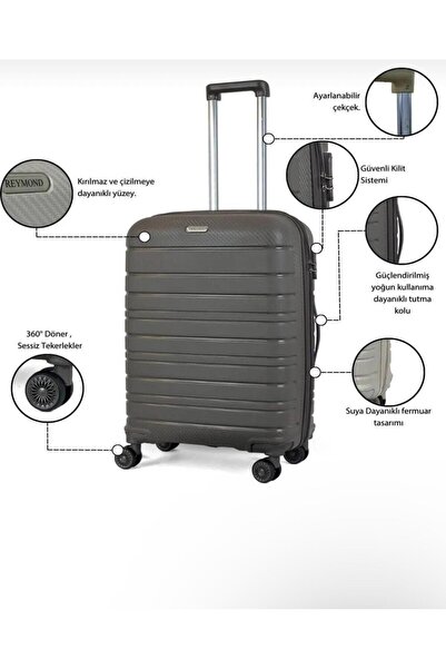 SADDLEBAG Karbon PP Seyahat Valizi Horizon Serisi Kırılmaz Bavul, Kabin Boy