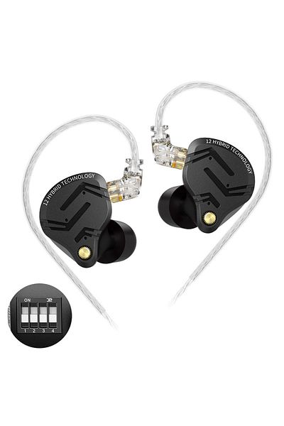 KZ Black tuning no mic ZS12 PRO X Metal Earphones 1DD+5BA Hybrid HIFI Bass In Ear Monitor Headphones