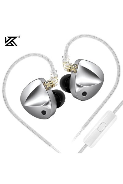 Choice سماعات أذن KZ D-Fi الفضية MIC HIFI Bass مع مفتاح ضبط 4 مستويات وسماعات...