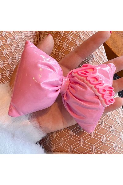 Miniso B Miniso Kawaii Barbie Pink 3D Filled Bow hairpin Cute Bb Clip Hair decorate girl Fashion sweet Hai.