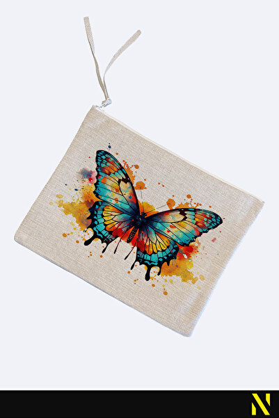 nilizma Butterfly Patterned Linen Handbag