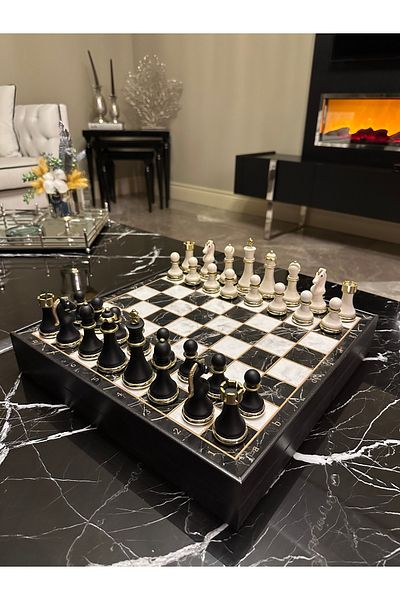 POLO BLUE Marginal Classic Chess Set – 36X36 cm Covered Special Design with Storage Space