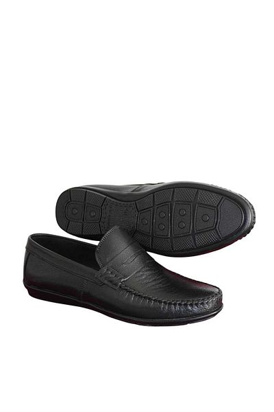 HON'S Μαύρα Δερμάτινα Ανδρικά Παπούτσια Loafer