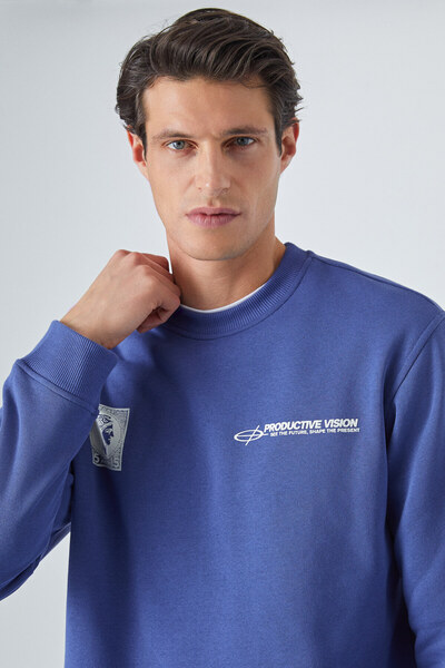 GRIMELANGE Σετ φόρμας PING Ανδρικό Crew Neck Relaxed με λεπτομέρεια εμπρός εκτύπωσης με ελαστική μέση Navy Blue