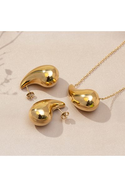 Choice AY6068901 Gold Color Chunky Dome Drop Jewelry Set For Women Jewelry Metal Vintage Waterdrop Pendant