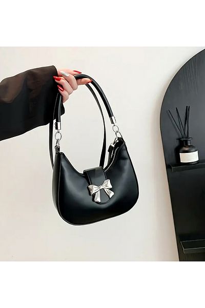 Clariss Black Pinterest Shoulder Bag with Bow 🎀