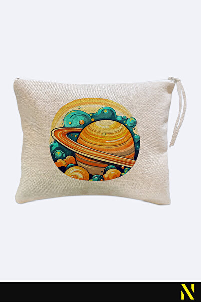 nilizma Planet Patterned Linen Handbag