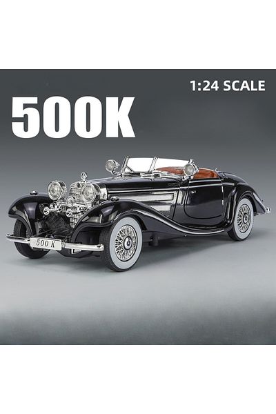 Choice Black 1/24 Scale 500k Vintage Car Model Toy Diecasts Alloy Sport Car Toys With Sound And Light Pull