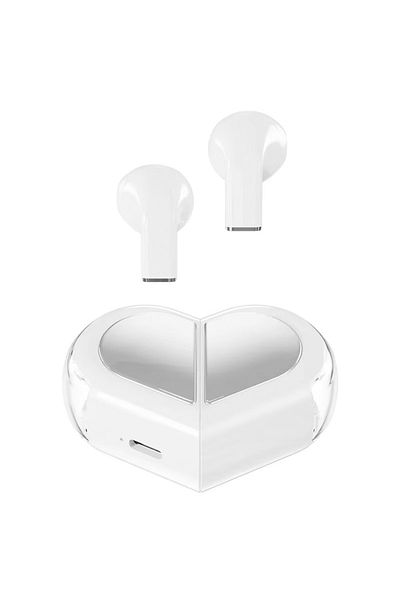 Choice WHITE K520 Wireless Earbuds Stereo Earphones With Rotatable Love Heart Shaped Charging Case Low Late