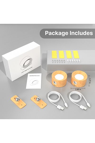 aiopp 2PC 1pc/2pcs LED Wall Sconces, 3 Brightness Levels 3 Color Modes Wall Lights, Battery Operated 360°