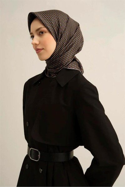 Armine Black Mini Flower Pattern Pure Silk Tivil Woven Scarf-E25Ya9307D02-04-Kvs0679