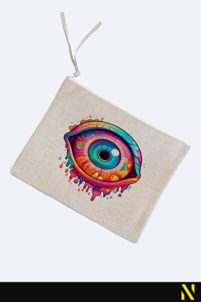 nilizma Eye Patterned Linen Handbag