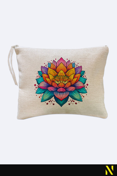 nilizma حقيبة يد من الكتان المزخرف من لوتس