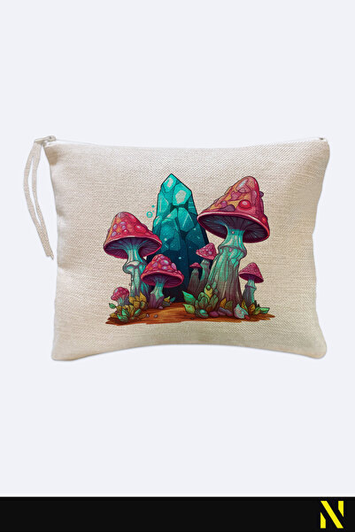 nilizma حقيبة يد من الكتان بنمط الفطر