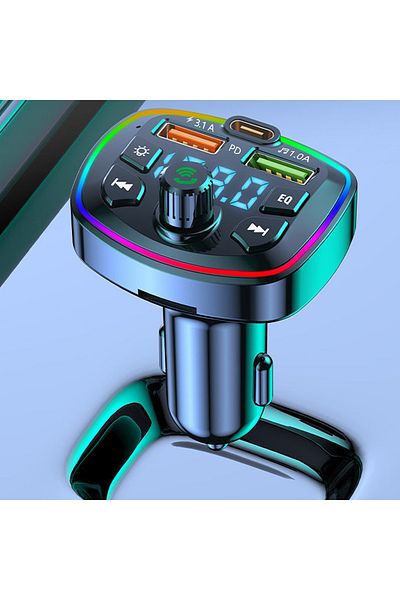 willkey black Car MP3 Player Bluetooth 5.0 FM Transmitter Handsfree Car Radio Modulator with Built-in Mic US