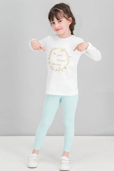 Rolypoly Long Sleeve Patterned Cream Girl's Pajama Set