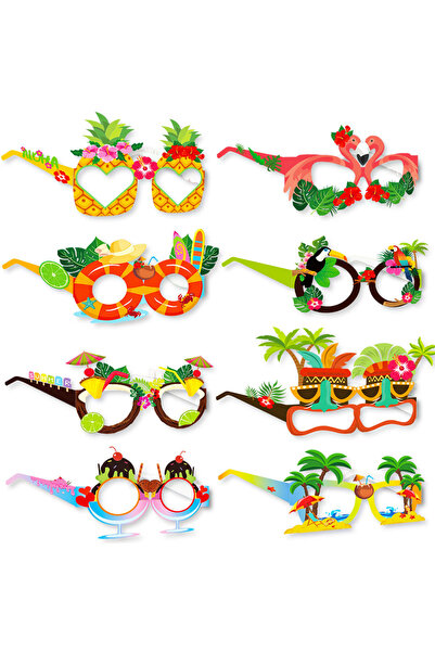 Choice مجموعة من 8 قطع من النظارات الشمسية لحفلات لوآو الاستوائية على شكل هاواي، فستان مرح، هدايا حفلات الصيف على الشاطئ