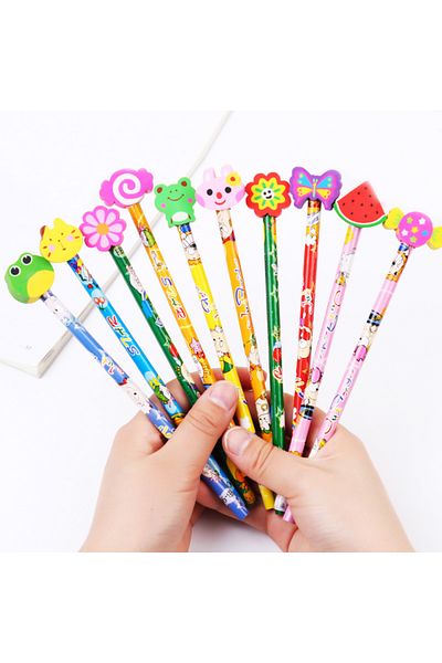 Choice Random Patterns 20pcs 20pcs Cute Animal Wooden Pencil with Cartoon Eraser Kids Birthday Party Favor