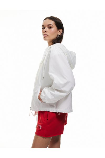Koton Hooded Long Sleeve Ribbon Zipper Jacket