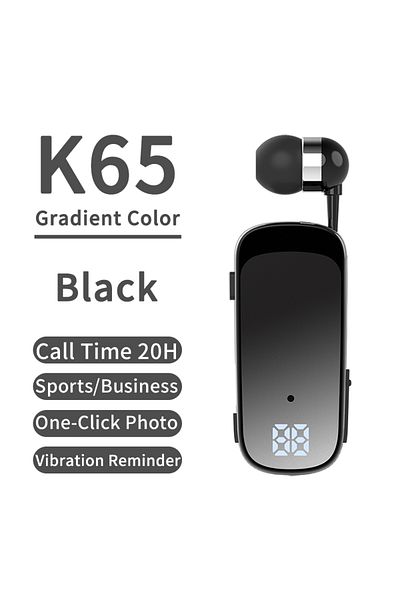 Choice K65 Gradient Black K65 K55 Lavalier Business Bluetooth 5.2 Headphone Talk/Music Time 20 Hours,LED Di