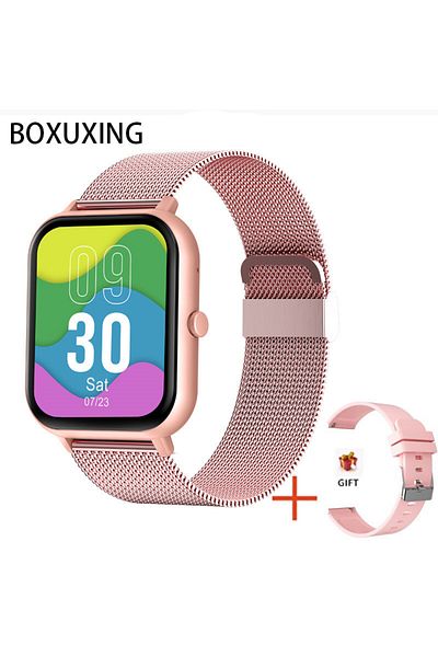 BOXUXING Bluetooth Call Mesh Belt Pink 2025 New For Xiaomi Smart Watch Women Bluetooth Call Sport Fitness Tra