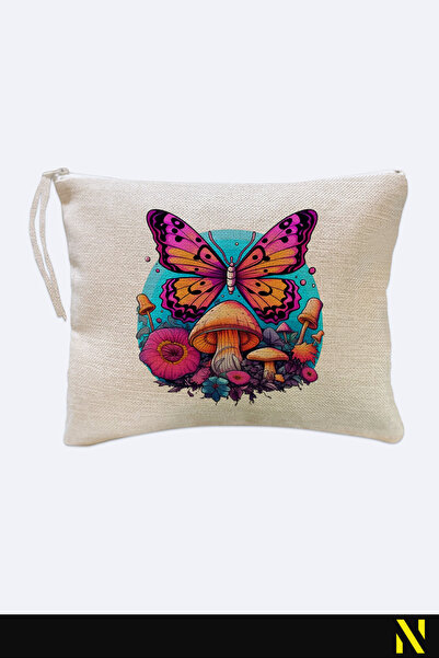 nilizma Butterfly Patterned Linen Handbag
