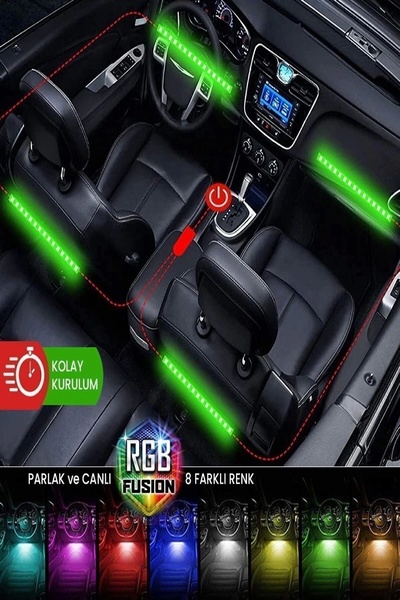 Teknotik Araç Içi Aydınlatma Kumandalı Müziğe Duyarlı 9 led Ayak Altı Led - 7...