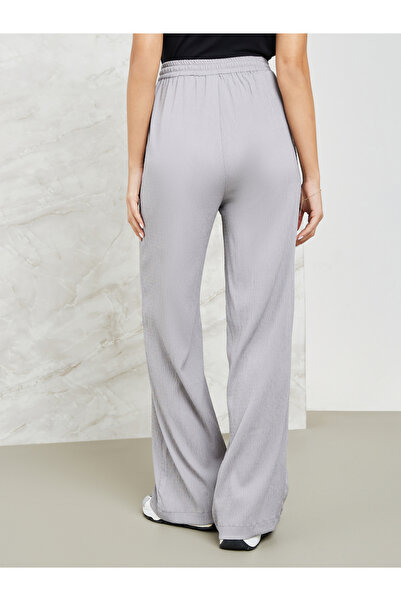 Styli Textured Wide Leg Pants with Side Pocket
