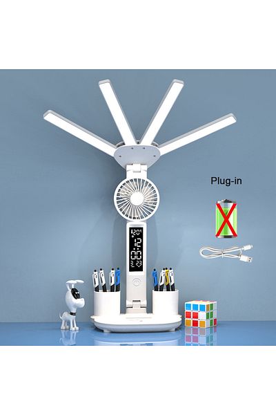 lyfs Fan Plug in Rechargeable Table Lamp for Study, Desk Lamp Reading Light Led Table Light with Fan, Led