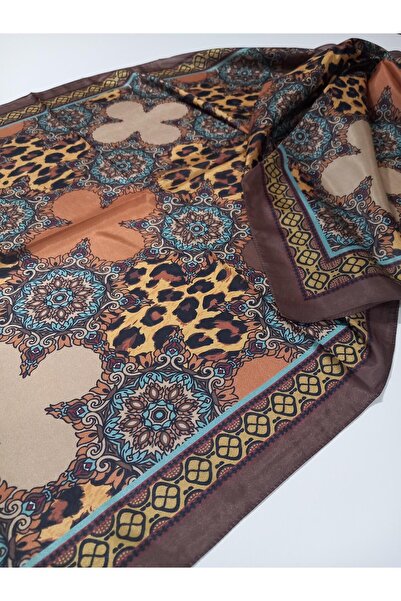 HAREM SCARF Brisa Dijital Kahverengi Leopar Etnik Desen Şal-7501-533-KVS0588