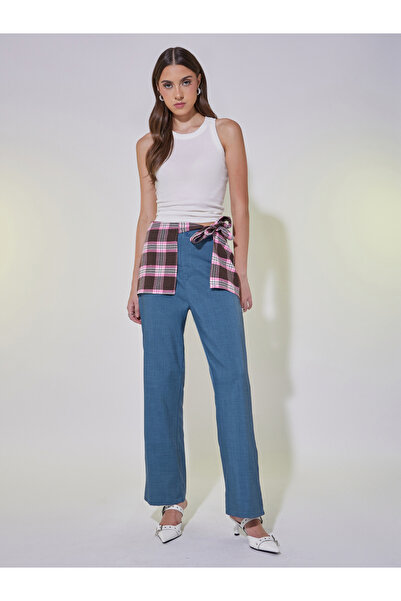 Take Two By Styli بنطال واسع الساق مع رباط على الخصر منقوش